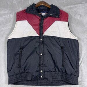 Vintage Network Puffer Vest Red White Black Colorblock Classic 80s Ski Gear